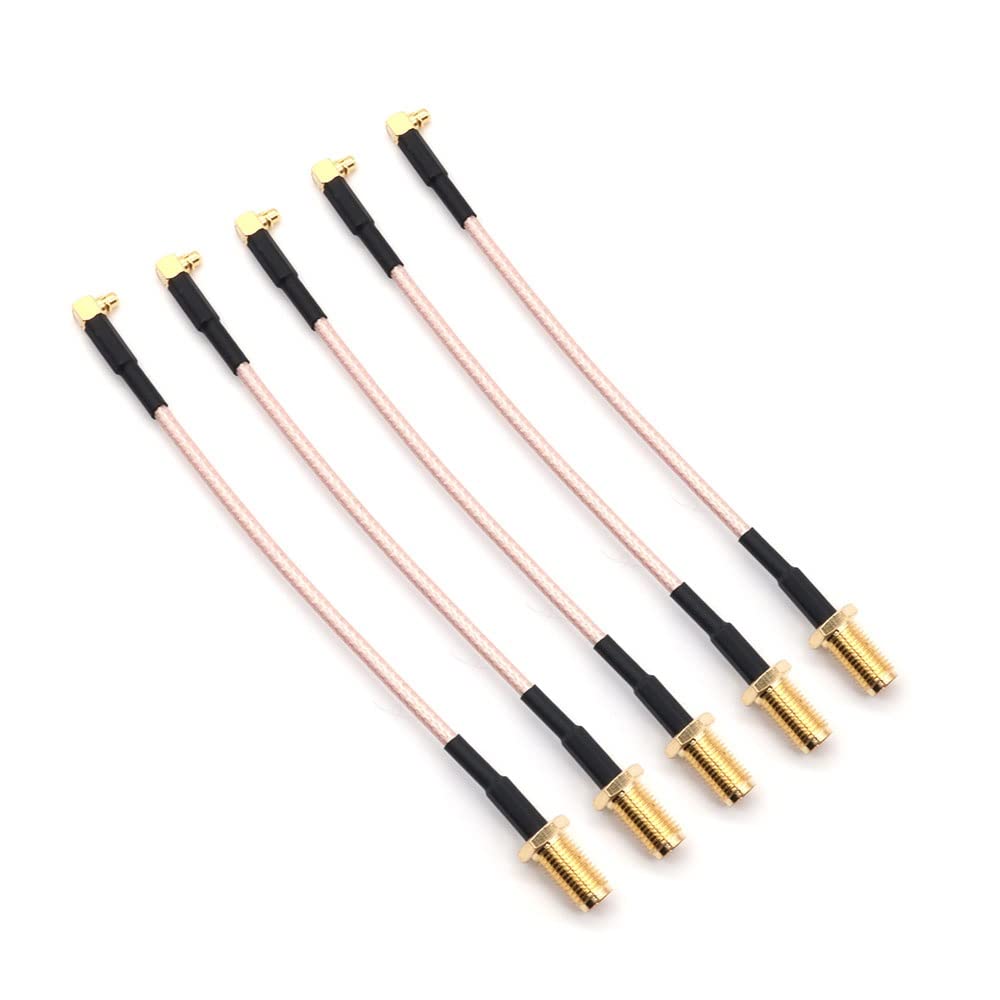 Fasizi 5PCS 4 Inch RG316 Pigtail Antenna Connector SMA Male To MMCX Male Low Loss Coaxial Cable Adapter Right Angle - SMA External Spiral Internal Hole