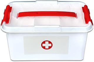 Schramm® Medizinbox 30cm x 20cm x 14cm Plastik Erste Hilfe Box Aufbewahrungskasten Medizin Box mit Griff mit herausnehmbarem Ablagefach Arzneimittelbox Medikamentenbox Organizer