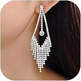 Rhinestone Tassel Earring for Women Bling Crystal Long Dangle Earring Sparkly Bridal Wedding Diamond Chandelier Earrings