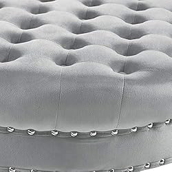 24KF Large Upholstered Tufted Button Velvet Round