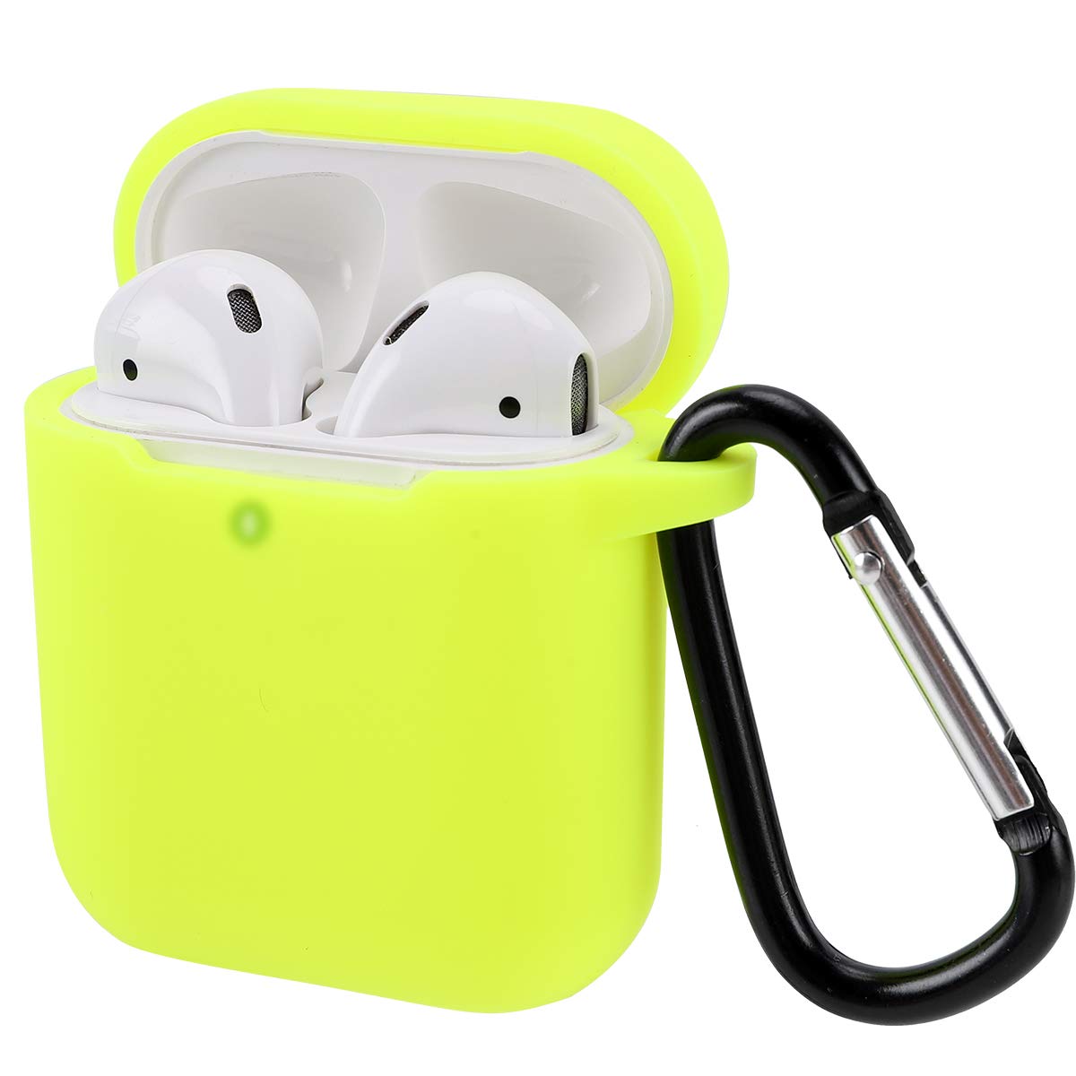 KOKOKA Case Cover Compatible with AirPods 2 & 1, Silicone Shockproof Case Cover for Airpods 2 &1 Front LED Visible Extra Protection with Carabiner, Brilliant Yellow โ image 1