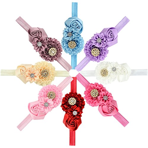 YOY Fashion Baby Girls Boutique Hair Accessories Stretchy Elastic Bands Headbands Set with Grosgrain Ribbon Bows Head Wear for Toddlers Teens Kids (8 Pcs 4