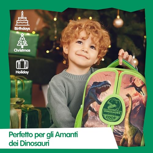 COCO&Friends Dinosaurs Toy for Kids 3-7 Years, Portable Backpack with 3D Foldable Play Mat, Gift for Kids Boys Girls