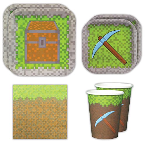 Mining Fun Standard Party Packs (65+ Pieces for 16 Guests!), Minecraft Inspired, Pixel Party Supplies, Birthday Parties