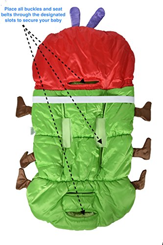 Eric Carle Infant Car Seat Cover, Car Seat Bunting Car Seat Footmuff, Infant Carrier Sleep Sack, Toddler Bundle Me, Baby Bunting Bag, Baby Stroller Sleeping Bag, Polyester, The Very Hungry Caterpillar