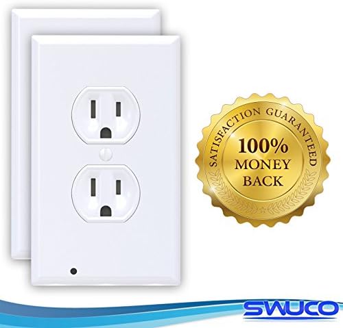 2 Packs - Outlet Wall Plates With 3 LED Guide Night lights - No Batteries No Wires - Dusk To Dawn Sensors - Easy Installation
