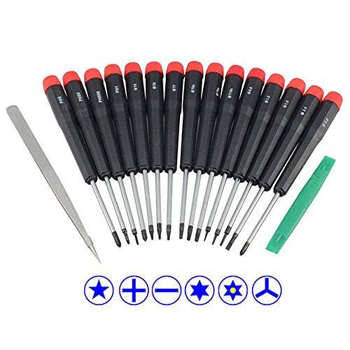 17 Pieces Portable Multifunctional Opening Pry Tool Precise Screwdriver Kit Set with Tweezer for Repair Cellphone iPhone Samsung iPad Macbook Laptop iPod Watch Home Appliance