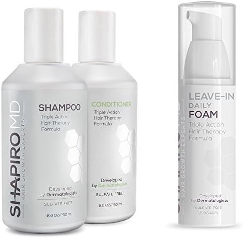 Shapiro MD Patented Hair Regrowth Kit for Thicker, Fuller, Healthier Hair - Including Shampoo, Conditioner, and Leave-In Daily Foam