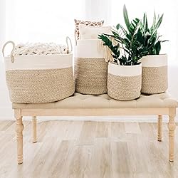 OrganiHaus Brown Towel Basket for Bathroom | Large