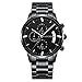 KASHIDUN Men's Watches Luxury Sports Casual Quartz Wristwatches Waterproof Chronograph Calendar Date Stainless Steel Band Black Color 839-QHYDgd