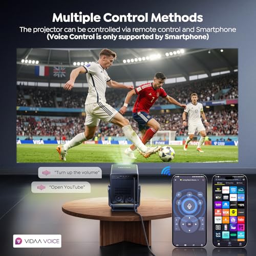Projector 4K with VIDAA OS【Netflix Included & Live Channels】36W 3D Dolby Audio, 1400 ANSI FHD 1080P, HDR 10 TOPTRO Smart Home Cinema Projector, AI Auto Image, WiFi 6, Bluetooth Projectors for Bedroom