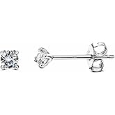 PATISORNA 925 Sterling Silver Long Post Earrings for Thick Earlobes | 2mm Tiny Cubic Zirconia Small Stud Earrings for Women Men Hypoallergenic