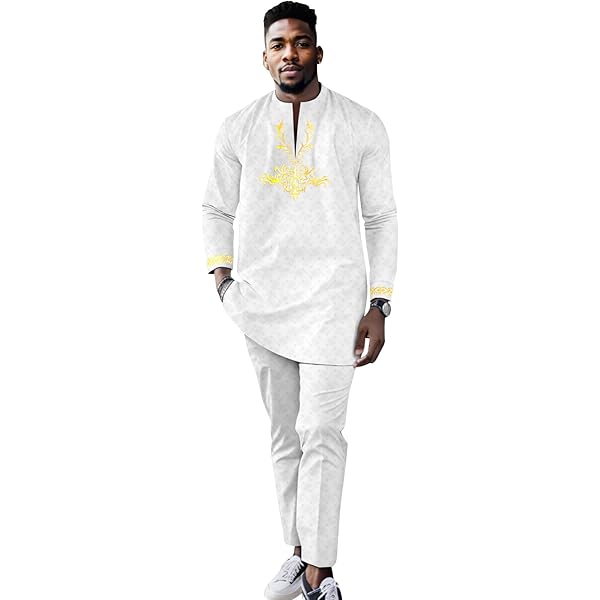 African Suit For Men 2 Piece Set Shirt Pants Dashiki Outfits Nigerian Wedding Attire - Product Details