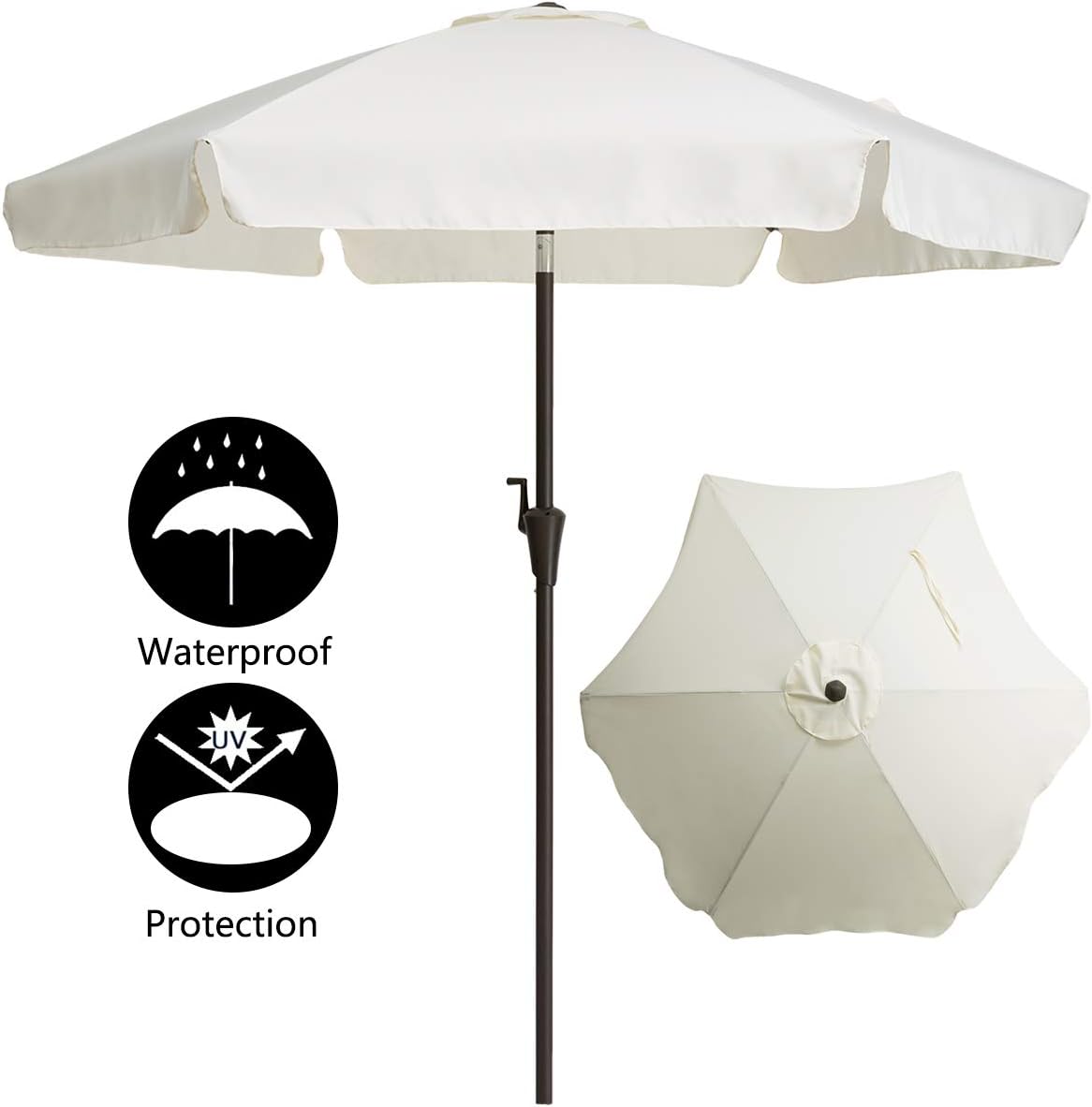 Amazon Com Tagi 7 5 Feet Patio Umbrella Aluminum Pole Fiberglass Rib Outdoor Umbrella Crank Lift 3 Way Tilt Beige Garden Outdoor