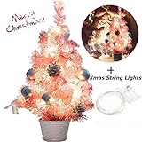 B bangcool Pink Christmas Tree Mini Christmas Tree Artificial Christmas Tree for Table and Desk Tops (Pink Christmas Tree)