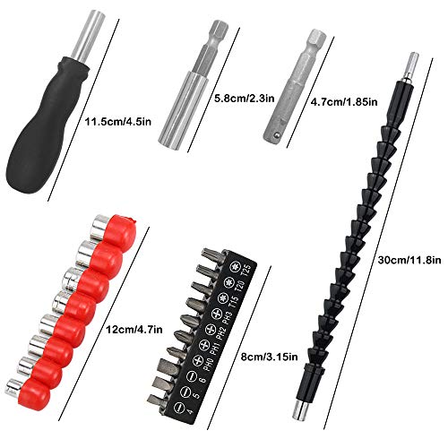 2 Pack Flexible Drill Bit Extension-Magnetic Socket Bit Holder Set, Sonku Multi Functional Screw Driver Set for Quick Change-24pcs - Thumbnail 3