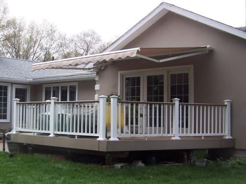 luckybuy168 12'x10' Patio Awning Tan Outdoor Deck Manual Retractable Shade Sun Shelter Canopy