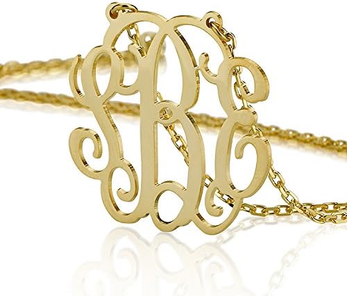 Monogram Necklace Initial Necklace in 925 Sterling Silver Plated in 18k Gold - Special Gift for Her-1.25" in Height (18)