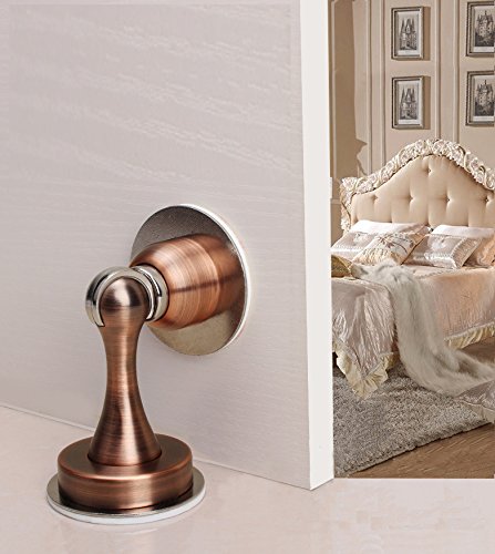SANSUM Magnetic Door Stop Stainless Steel Door Stopper Bumper, 3M Double-Sided Adhesive Tape Doorstop Door Suction Holder No Need to Drill/Drill 2 in 1