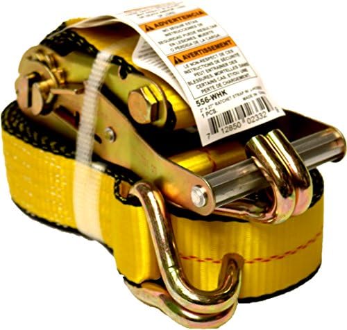S-LineAncra 556-Whk 27′ x 2″ Ratchet Tie Down with Wire Hooks, Yellow