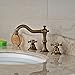 Rozin Antique Brass Widespread 3 Holes Bathroom Sink Faucet 2 Cross Knobs Lavatory Basin Mixer Tap