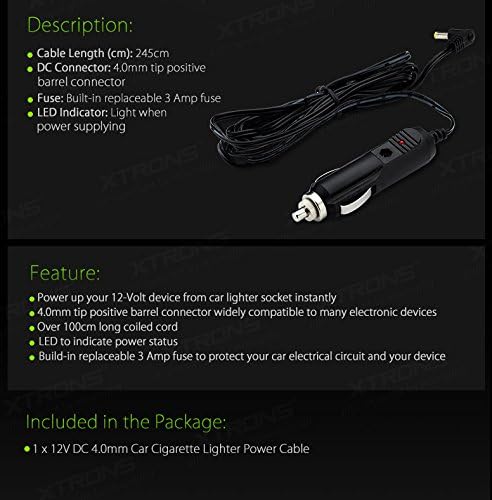 Xtrons® 1PCS Car Cigarette Lighter Power Cable Car 10.1" HDMI Headrest DVD Player (HD101/HD101T), black - Image 4