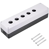 uxcell Push Button Switch Control Station Box 22mm/ 0.86 Inch Hold 5 Button Aperture Plastic Push Button Station (White,Black) 1set