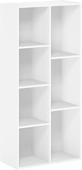 Furinno LUDER 7-Cube Bookshelf White 49.5W x 105.9H x 23.9D cm view 6