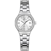 OLEVS Watch Women Silver Watch for Women Luxury Diamond Womens Watches for Small Wrist Stainless Steel Waterproof Analog Quartz Date Elegant Reloj para Mujer