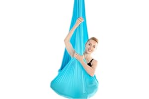 TREETDOBV Yoga Hammock, Durable Elastic Aerial Yoga Hammock, Swing Fitness Training Accessory, Colorful Yoga Hammock for Improved Yoga Inversions Flexibility Core Strength Women 2.8 1m 9.2 3.3ft (Sky Blue)