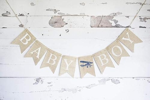 Amazon Com Baby Boy Plane Banner For Baby Shower Or Gender Reveal