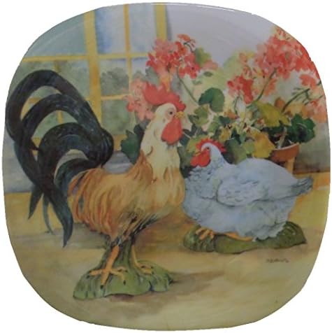 6 Rooster Melamine Hors D' Oeuvre Plates