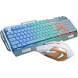 PowMax Metal Base USB Backlit Wired Mechanical Gaming Keyboard and Mouse Set