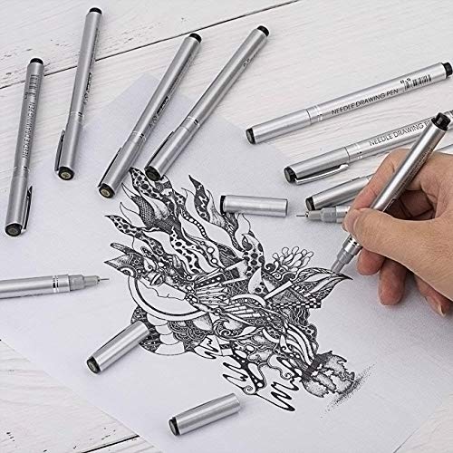 Magicdo Black Micro-Pen Fineliner Ink Pens, Micro Fine Point & Brush Tip Nibs Drawing Pens for Artist Illustration, Office Documents, Scrapbooking, Sketching, Technical Drawing, Set of 10 - Thumbnail 5
