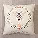 MeritChoice Bee Pillow Cover Bee Throw Pillow Case Home Decorative Double Print Square Cushion Cover Set of 4 Cotton Linen 18x18 Inch
