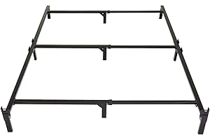 Amazon Basics Metal Bed Frame, 9-Leg Base for Box Spring and Mattress, Queen, Tool-Free Easy Assembly, Black, 79.5" L x 60" W