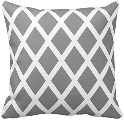 KarilShop Gray and White Diamond Linen Throw Pillow Case Cushion Cover Home Sofa Decorative 18 X 18 Inch.