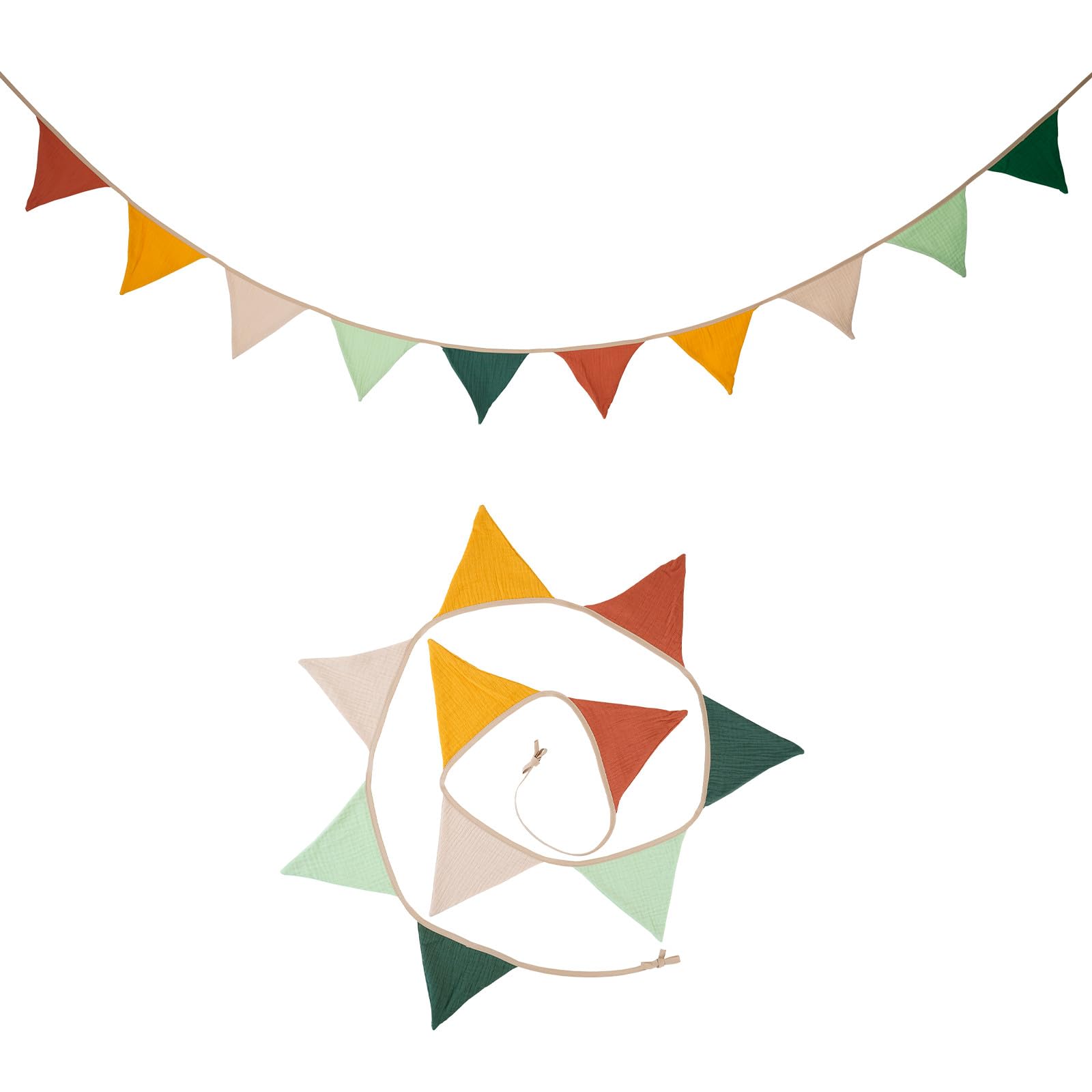 Tongyixin Decorative Bunting for Children's Beds, 2.6 m Children's Bedroom, Cotton Fabric, Colourful Bunting for Baptism, Birthday, Wall Decoration, Christmas Home Decoration (Colourful-sweets) — image 1