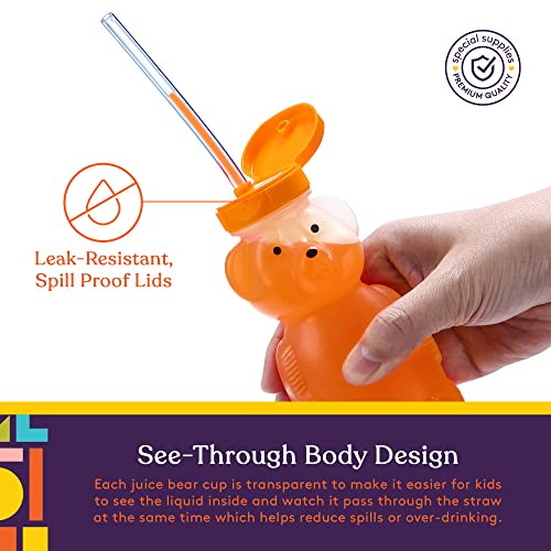Special Supplies Honey Bear Straw Cup with Long Straws, 6 Pack
