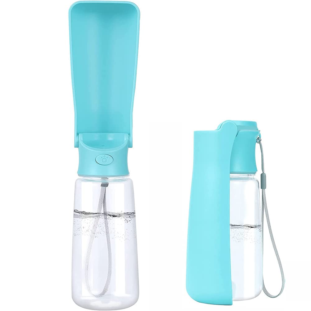 Emwel Foldable Dog Water Bottles - 550ml Water Feeder Leak Proof Portable Puppy Water Dispenser with Drinking Feeder for Pets Outdoor Walking, Hiking, Travel