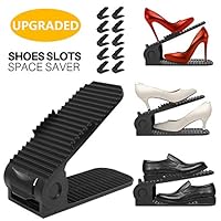 Shoe Slots Organizer, 4-Levels Adjustable Shoe Organizer, Shoe Slots Space Saver for Closet, Better Stability Shoe Organizer with Flatter Base(10-Pack)