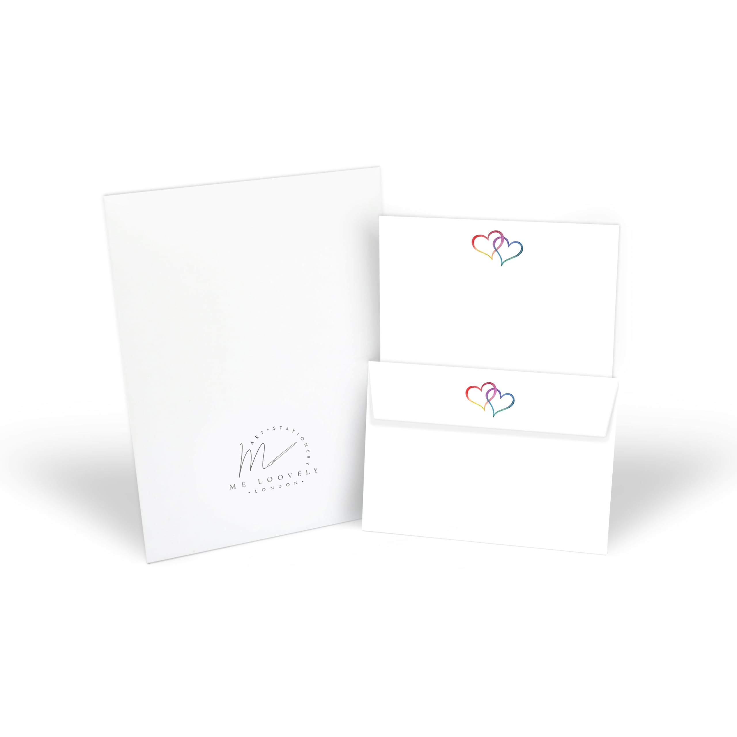 Rainbow Love Hearts Me Loovely Letter Writing Paper and Envelopes A5 Size Papers Gift Set with Hearts Design Stationery Supplies | Christmas Gifts(10 Letters and 10 Envelopes with Gift Envelope)