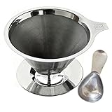 Willow & Everett Pour Over Coffee Dripper with Coffee Scoop -- Reusable Permanent Drip Coffee Maker