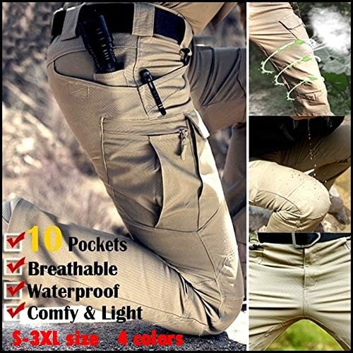 LZLAN Outdoor Trousers Urban Tactical Elastic Army Fan Pants Special Service Pants (Green,L)