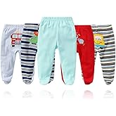 Alsmiley Unisex Baby 5-Pack Long Pants Newborn to Toddler Cotton Shorts Gift Set