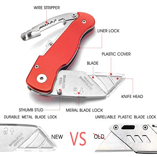 edcfans Folding Utility Knife, Pocket Knife/Box Cutter/Wire Stripper