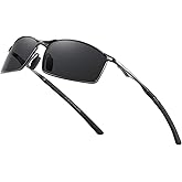 BRUZNASE Men's Polarized Rectangular Sunglasses Ultra Lightweight Metal Frame Fishing Driving Glasses Classic Shades for Men