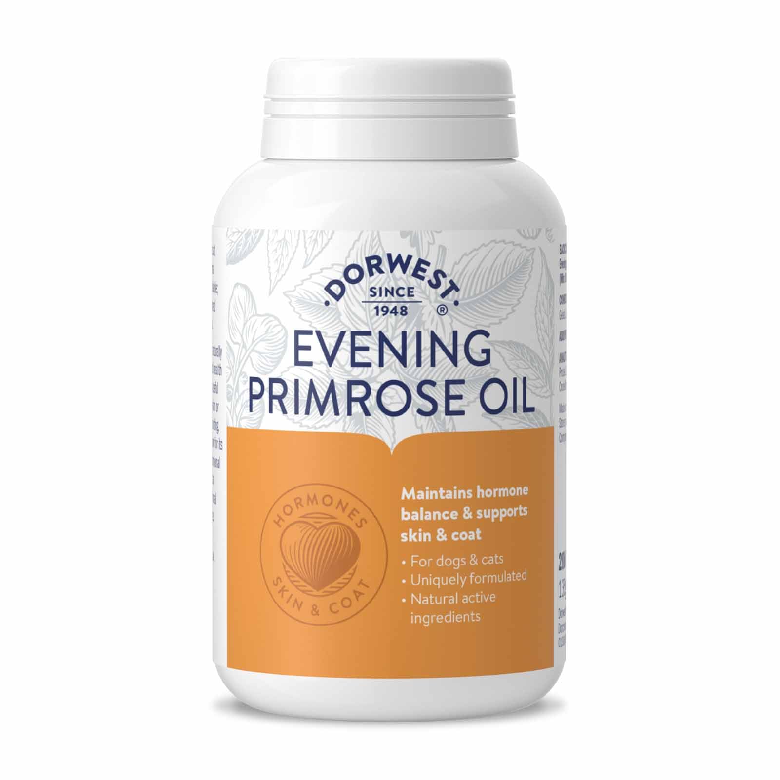 Dorwest Herbs Evening Primrose Oil Capsules for Dogs and Cats 200 Capsules