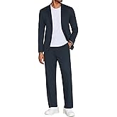 COOFANDY Men's Suits 2 Piece Slim Fit Suit Set 2 Button Lightweight Casual Knit Blazer Suit Jacket Pants