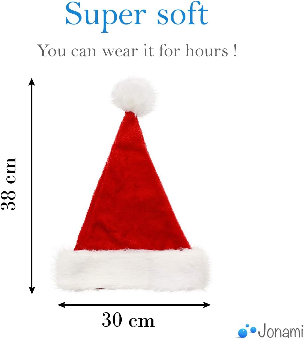 Jonami Santa Hat, Christmas Hat in Plush, Traditional Red and White Costume Accessory for Christmas Party Celebration. Xmas Accessories - Image 4